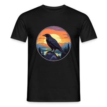 Crow Colorful Watercolor Cartoon Kawaii Animal - Men's T-Shirt - black - Front - AI Model Male 178 light (178cm)