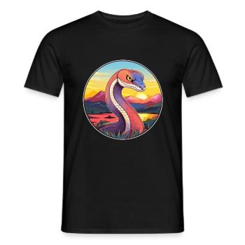 Cobra Snake Colorful Watercolor Cartoon Kawaii Pet - Men's T-Shirt - black - Front - AI Model Male 178 light (178cm)
