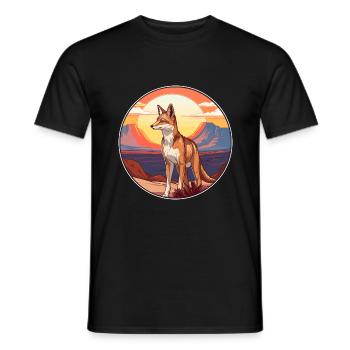 Coyote Colorful Watercolor Cartoon Kawaii Animal - Men's T-Shirt - black - Front - AI Model Male 178 light (178cm)