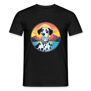 Dalmatinischer Hund Bunte Aquarell-Karikatur Kawaii - Männer T-Shirt - Schwarz - Vorne - AI Model Male 178 light (178cm)