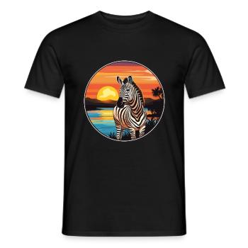 Zebra Colorful Watercolor Cartoon Kawaii Animal - Men's T-Shirt - black - Front - AI Model Male 178 light (178cm)