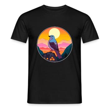 Cuckoo Colorful Watercolor Cartoon Kawaii Animal - Men's T-Shirt - black - Front - AI Model Male 178 light (178cm)