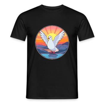 Dove Colorful Watercolor Cartoon Kawaii Animal - Men's T-Shirt - black - Front - AI Model Male 178 light (178cm)