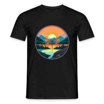 Dragonfly Colorful Watercolor Cartoon Kawaii Pet - Men's T-Shirt - black - Front - AI Model Male 178 light (178cm)