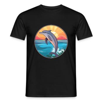 Delfin buntes Aquarell Cartoon Kawaii Tier - Männer T-Shirt - Schwarz - Vorne - AI Model Male 178 light (178cm)