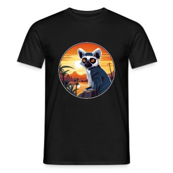Lemur Colorful Watercolor Cartoon Kawaii Animal - Men's T-Shirt - black - Front - AI Model Male 178 light (178cm)