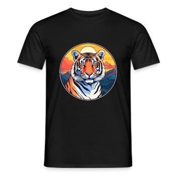 Tiger Colorful Watercolor Cartoon Kawaii Animal - Men's T-Shirt - black - Front - AI Model Male 178 light (178cm)