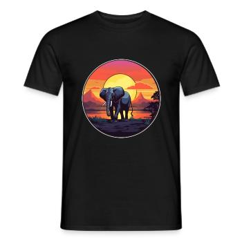 Elephant Colorful Watercolor Cartoon Kawaii Animal - Men's T-Shirt - black - Front - AI Model Male 178 light (178cm)