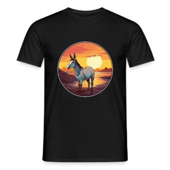Donkey Colorful Watercolor Cartoon Kawaii Animal - Men's T-Shirt - black - Front - AI Model Male 178 light (178cm)