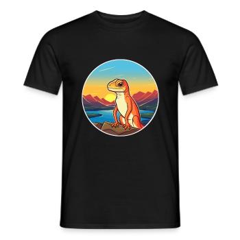 Lizard Colorful Watercolor Cartoon Kawaii Animal - Men's T-Shirt - black - Front - AI Model Male 178 light (178cm)
