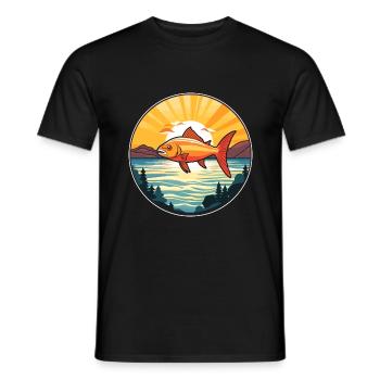 Fish Colorful Watercolor Cartoon Kawaii Animal - Men's T-Shirt - black - Front - AI Model Male 178 light (178cm)