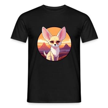 Fennec Fox Colorful Watercolor Cartoon Kawaii Pet - Men's T-Shirt - black - Front - AI Model Male 178 light (178cm)