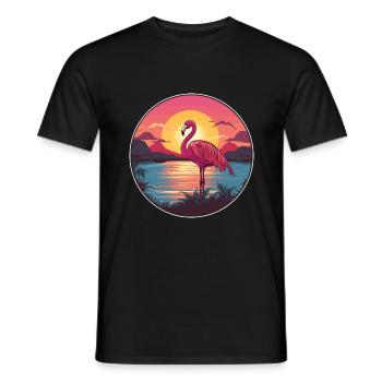 Flamingo Colorful Watercolor Cartoon Kawaii Animal - Men's T-Shirt - black - Front - AI Model Male 178 light (178cm)