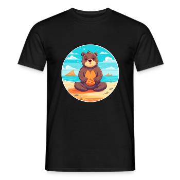 Bär Cartoon Yoga Strand Sommer Illustration - Männer T-Shirt - Schwarz - Vorne - AI Model Male 178 light (178cm)