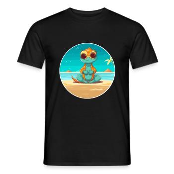 Chameleon Cartoon Yoga Beach Summer Illustration - Men's T-Shirt - black - Front - AI Model Male 178 light (178cm)