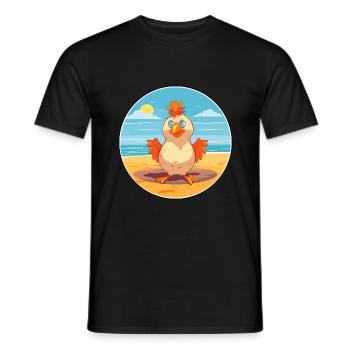 Poulet Cartoon Yoga Plage Illustration D’été - T-shirt homme - noir - Devant - AI Model Male 178 light (178cm)