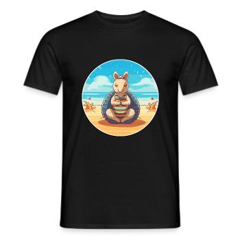 Gürteltier Karikatur Yoga Strand Sommer Illustration - Männer T-Shirt - Schwarz - Vorne - AI Model Male 178 light (178cm)
