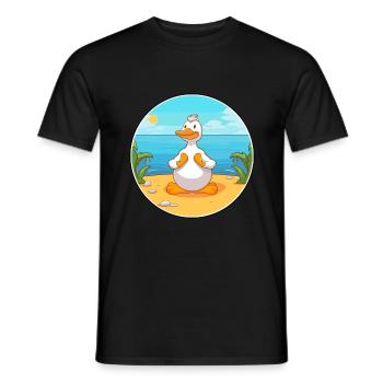 Ente Karikatur Yoga Strand Sommer Illustration - Männer T-Shirt - Schwarz - Vorne - AI Model Male 178 light (178cm)