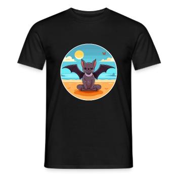 Fledermaus-Karikatur Yoga Strand Sommer Illustration - Männer T-Shirt - Schwarz - Vorne - AI Model Male 178 light (178cm)