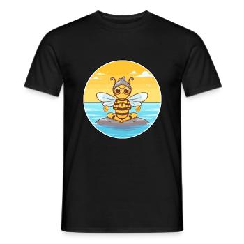 Abeille Cartoon Yoga Plage Illustration D’été - T-shirt homme - noir - Devant - AI Model Male 178 light (178cm)