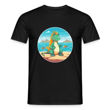 Dragon Cartoon Yoga Beach Summer Illustration - Men's T-Shirt - black - Front - AI Model Male 178 light (178cm)