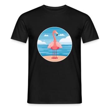 Flamingo Cartoon Yoga Strand Sommer Illustration - Männer T-Shirt - Schwarz - Vorne - AI Model Male 178 light (178cm)