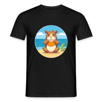 Cochon d’Inde Cartoon Yoga Plage Illustration D’été - T-shirt homme - noir - Devant - AI Model Male 178 light (178cm)