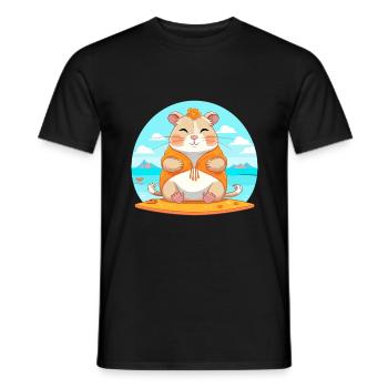 Hamster-Karikatur Yoga Strand Sommer Illustration - Männer T-Shirt - Schwarz - Vorne - AI Model Male 178 light (178cm)