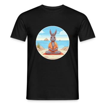 Donkey Cartoon Yoga Beach Summer Illustration - Men's T-Shirt - black - Front - AI Model Male 178 light (178cm)