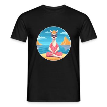 Llama Cartoon Yoga Beach Summer Illustration - Men's T-Shirt - black - Front - AI Model Male 178 light (178cm)