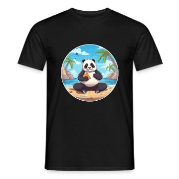 Panda-Cartoon-Yoga-Strand-Sommer-Illustration - Männer T-Shirt - Schwarz - Vorne - AI Model Male 178 light (178cm)