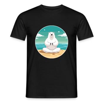 Ours Polaire Dessin Animé Yoga Plage Été Illustration - T-shirt homme - noir - Devant - AI Model Male 178 light (178cm)