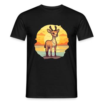 Antilope drôle de dessin animé kawaii plage illustration - T-shirt homme - noir - Devant - AI Model Male 178 light (178cm)
