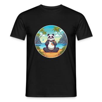 Panda Cartoon Yoga Strand Sommer Illustration - Männer T-Shirt - Schwarz - Vorne - AI Model Male 178 light (178cm)
