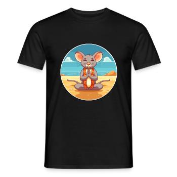 Maus Cartoon Yoga Strand Sommer Illustration - Männer T-Shirt - Schwarz - Vorne - AI Model Male 178 light (178cm)