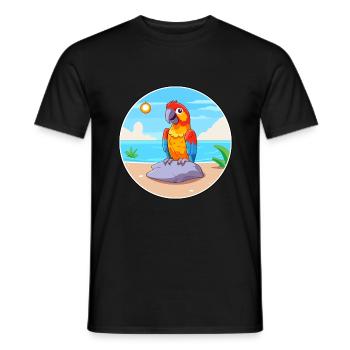 Papagei-Cartoon-Yoga-Strand-Sommer-Illustration - Männer T-Shirt - Schwarz - Vorne - AI Model Male 178 light (178cm)