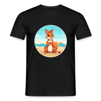 Squirrel Cartoon Yoga Beach Summer Illustration - Men's T-Shirt - black - Front - AI Model Male 178 light (178cm)