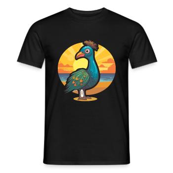 Peacock Funny Cartoon Kawaii Beach Illustration - Men's T-Shirt - black - Front - AI Model Male 178 light (178cm)