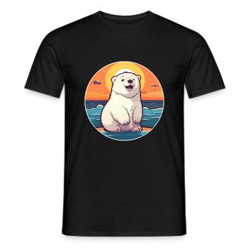 Eisbär Lustige Karikatur Kawaii Strand Illustration - Männer T-Shirt - Schwarz - Vorne - AI Model Male 178 light (178cm)