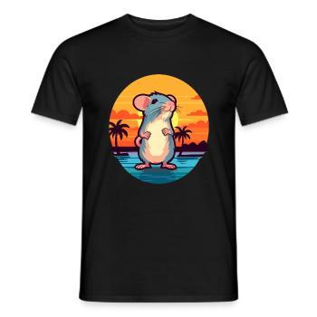 Ratte Lustige Karikatur Kawaii Strand Illustration - Männer T-Shirt - Schwarz - Vorne - AI Model Male 178 light (178cm)