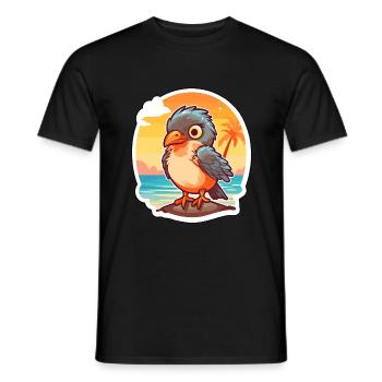 Cuckoo Funny Cartoon Kawaii Beach Illustration - Men's T-Shirt - black - Front - AI Model Male 178 light (178cm)
