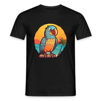 Papagei Lustige Karikatur Kawaii Strand Illustration - Männer T-Shirt - Schwarz - Vorne - AI Model Male 178 light (178cm)