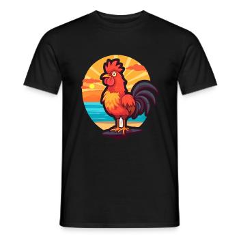 Hahn Lustige Karikatur Kawaii Strand Illustration - Männer T-Shirt - Schwarz - Vorne - AI Model Male 178 light (178cm)