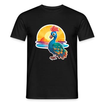 Pfau Lustige Karikatur Kawaii Strand Illustration - Männer T-Shirt - Schwarz - Vorne - AI Model Male 178 light (178cm)