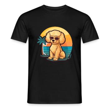 Pudel Hund Lustige Karikatur Kawaii Strand Illustration - Männer T-Shirt - Schwarz - Vorne - AI Model Male 178 light (178cm)