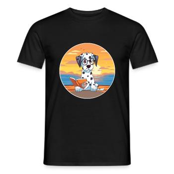 Dalmatiner Niedliche Lustige Karikatur Kawaii Buch Strand - Männer T-Shirt - Schwarz - Vorne - AI Model Male 178 light (178cm)
