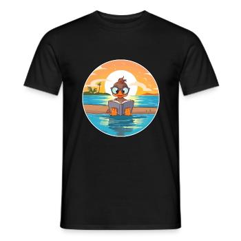 Canard Mignon Dessin Animé Drôle Kawaii Livre Plage - T-shirt homme - noir - Devant - AI Model Male 178 light (178cm)