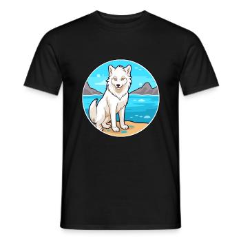 Arctic Wolf Watercolor Cartoon Kawaii Clipart Pet - Men's T-Shirt - black - Front - AI Model Male 178 light (178cm)