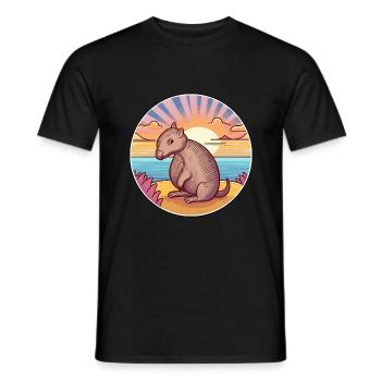 Armadillo Watercolor Cartoon Kawaii Clipart Animal - Men's T-Shirt - black - Front - AI Model Male 178 light (178cm)