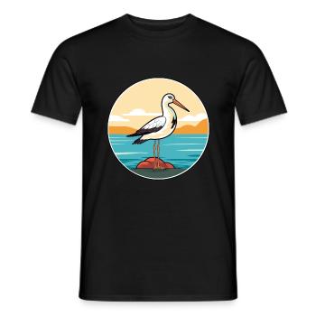 Avocet Watercolor Cartoon Kawaii Clipart Animal - Men's T-Shirt - black - Front - AI Model Male 178 light (178cm)